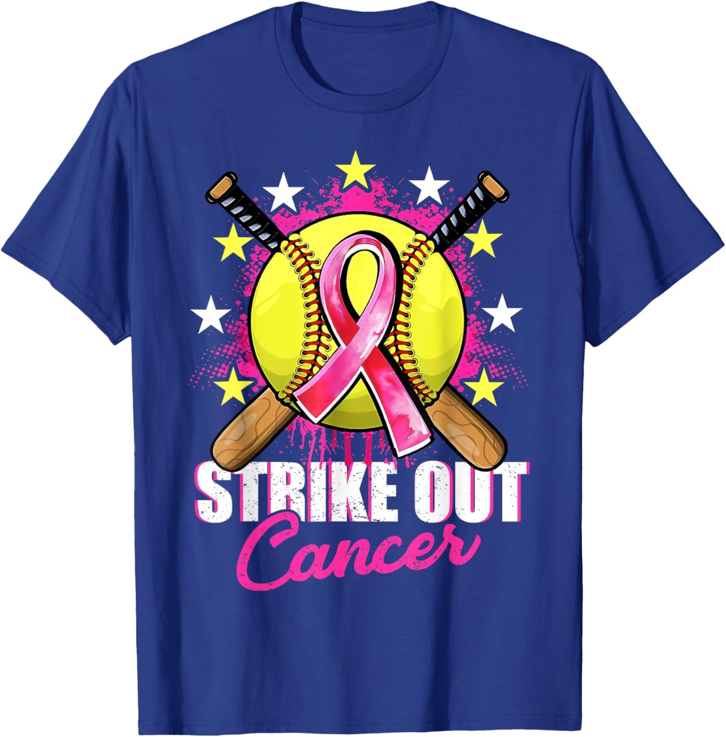 Strike Out Breast Cancer Warrior Softball Pink Ribbon Women T-Shirt - T-Shirt | Royal