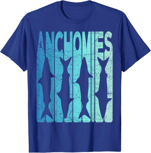 Anchovies Vintage Anchovies Fishing Retro Seafood T-Shirt - T-Shirt | Royal