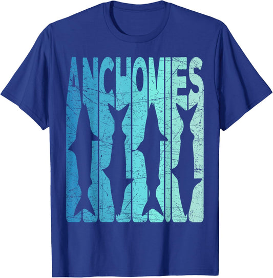 Anchovies Vintage Anchovies Fishing Retro Seafood T-Shirt - T-Shirt | Royal