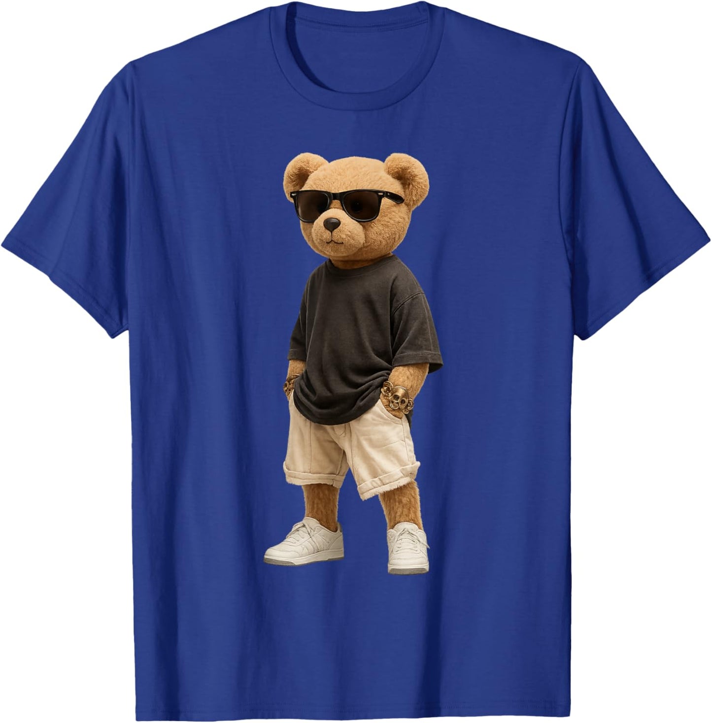Streetwear Graphic Colorful Hip Hop Teddy Bear Cool Rapper T-Shirt - T-Shirt | Royal