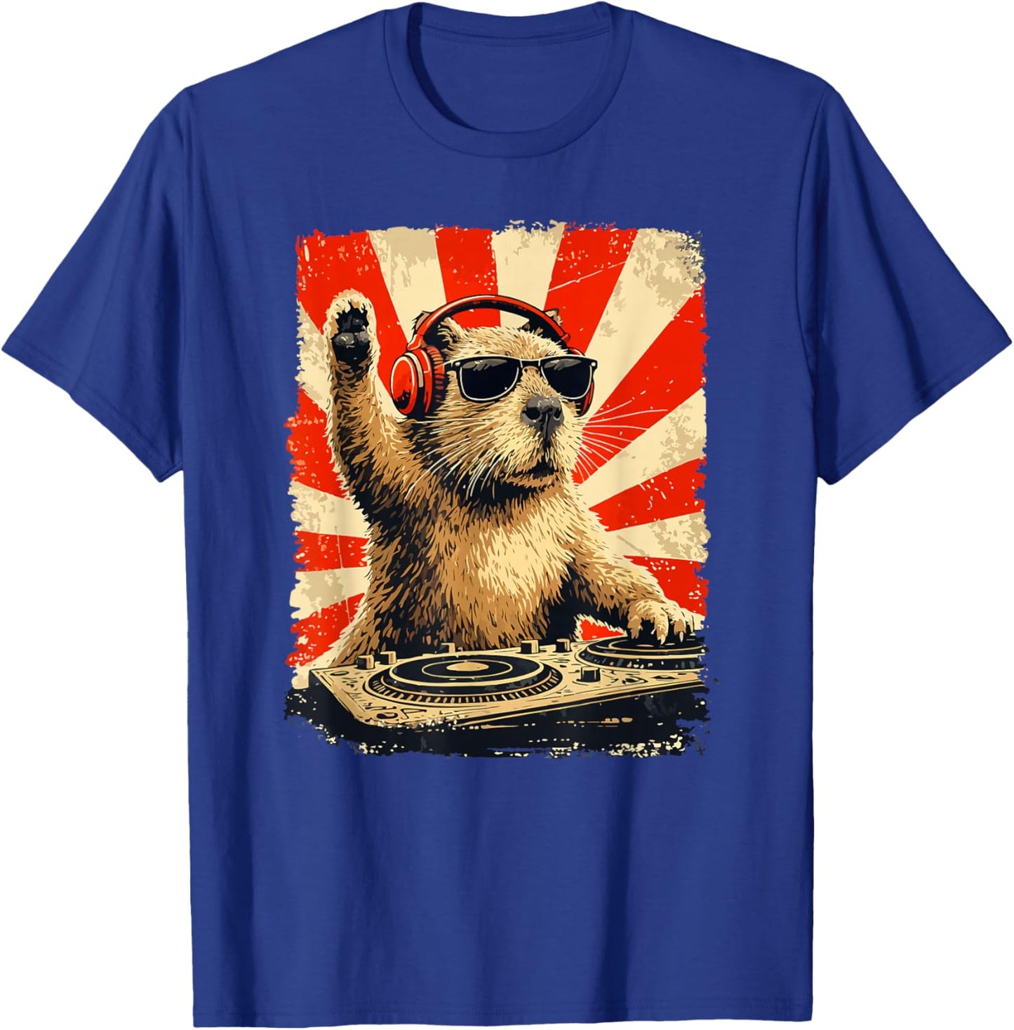 DJ Capybara Disco Sound Tech Headphone Music Capybara Gifts T-Shirt - T-Shirt | Royal