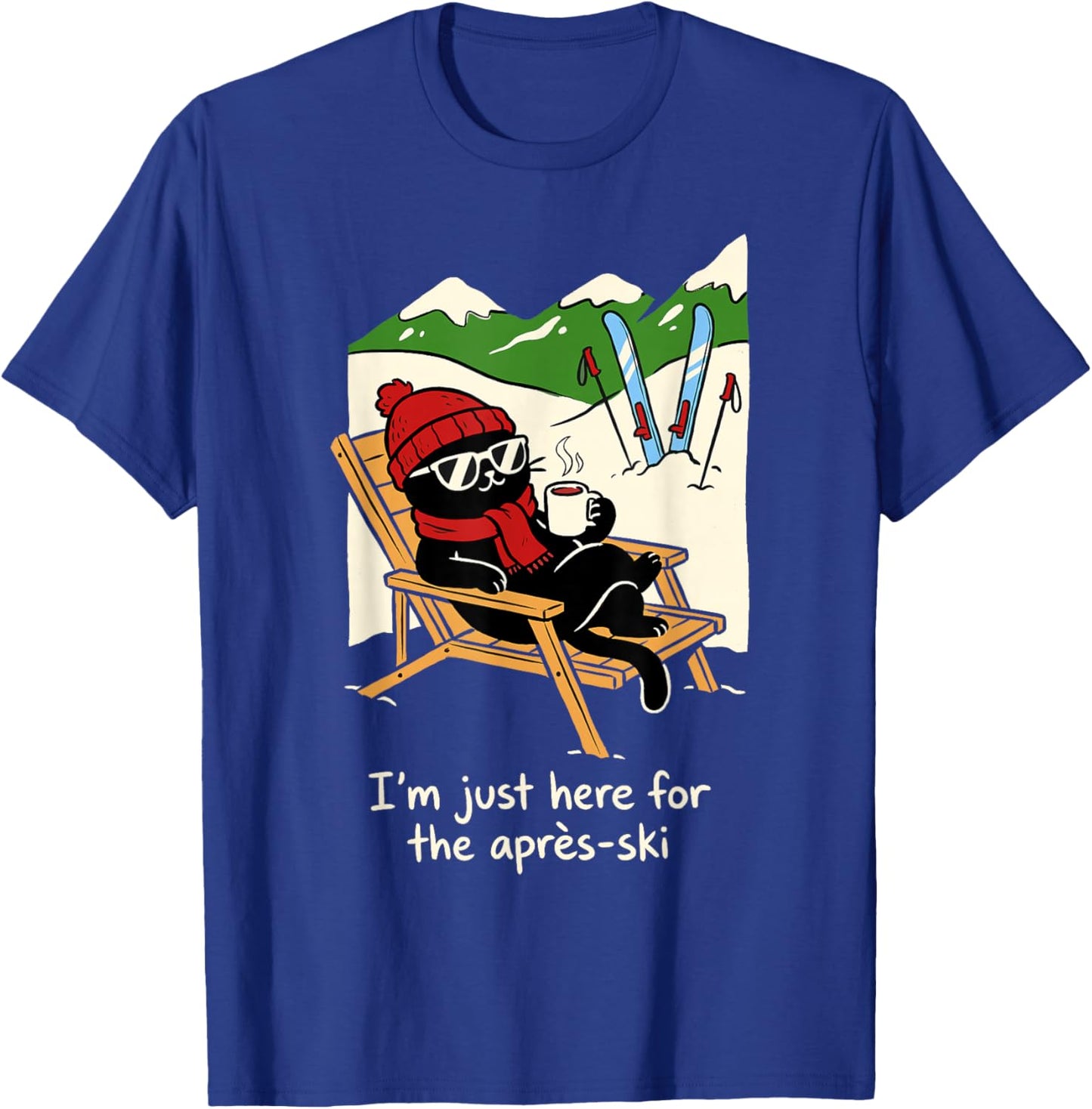 Après-ski Cat Skiing Men Women Kids Funny Après-ski T-Shirt - T-Shirt | Royal