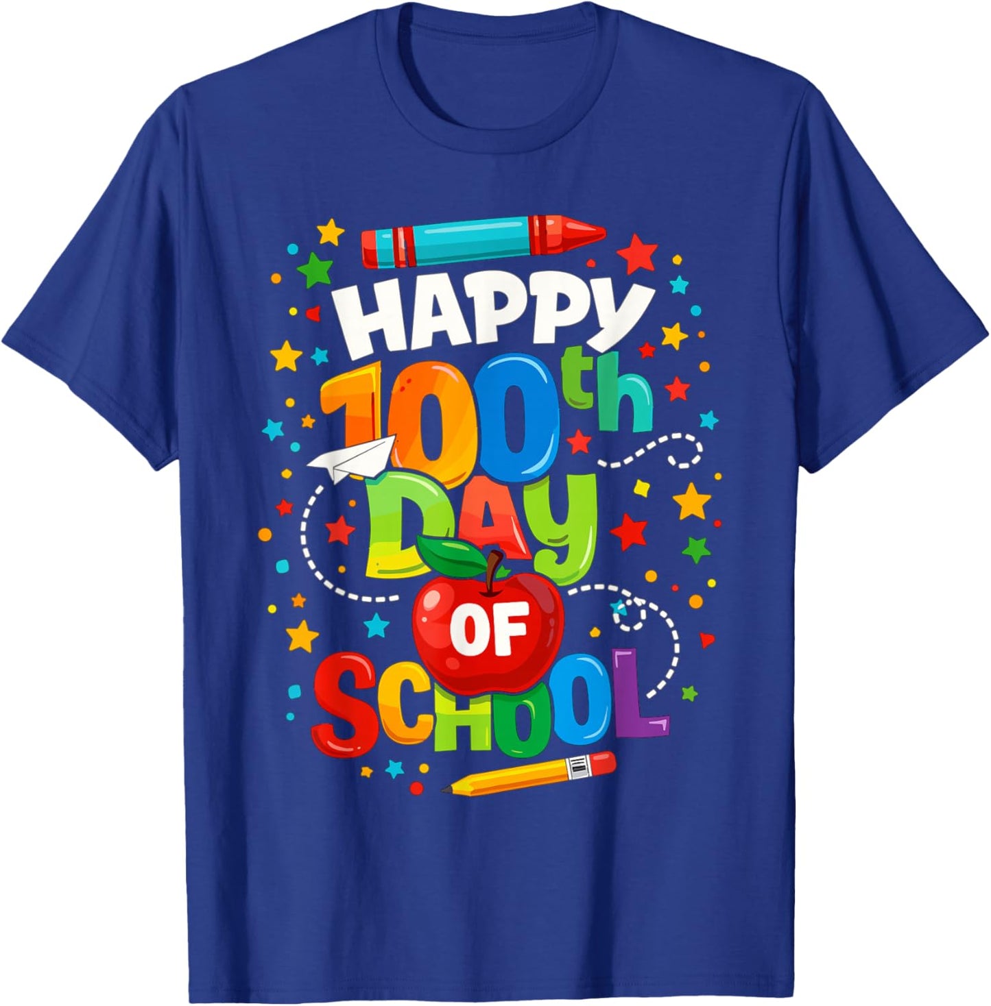 Happy 100th Day of School Cute for Kids Students Teachers T-Shirt - T-Shirt | Royal