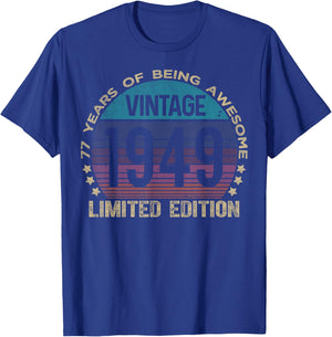 77 Year Old Gifts Vintage 1949 Limited Edition 77th Birthday T-Shirt - T-Shirt | Royal