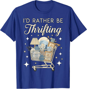 I’d Rather Be Thrifting Vintage Shopping Lover Aesthetic T-Shirt - T-Shirt | Royal