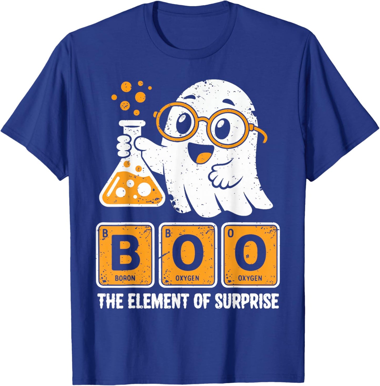 Boo Ghost Chemistry Pun Science Periodic Table Halloween T-Shirt - T-Shirt | Royal