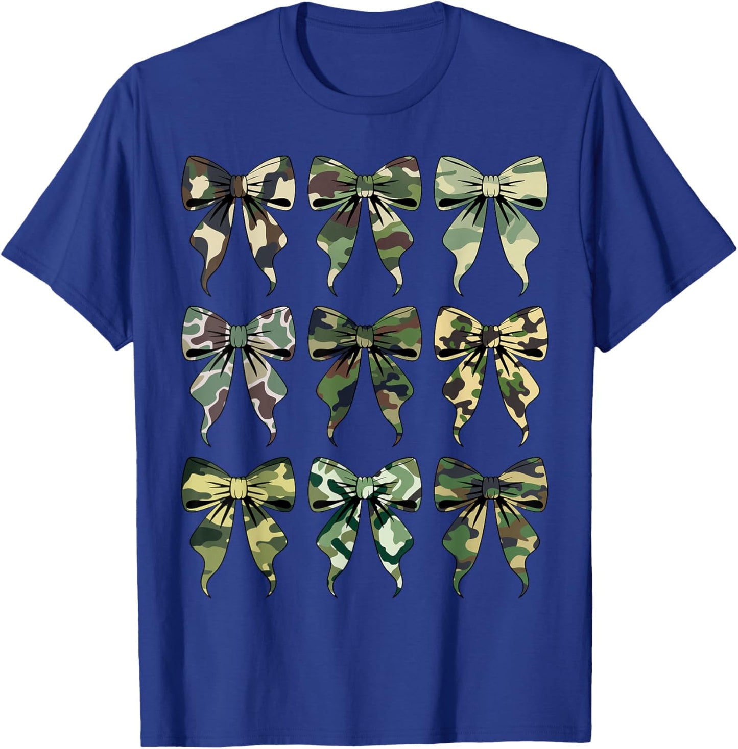 Camouflage Coquette Bow Women Girls Kids Hunting Hunter Camo T-Shirt - T-Shirt | Royal