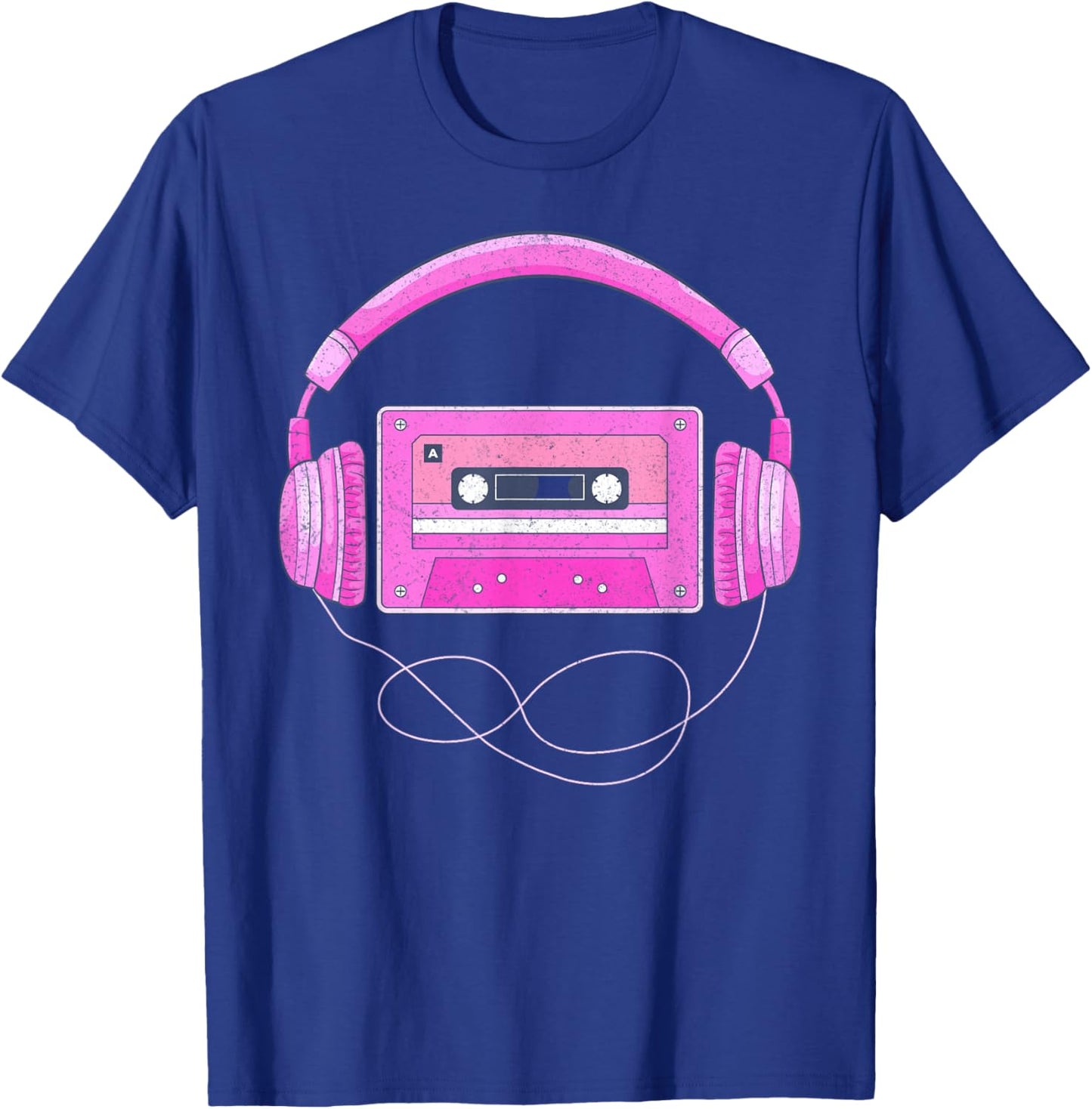 Love 80's 90's Music Retro Style Vintage Headphone Music DJ T-Shirt - T-Shirt | Royal