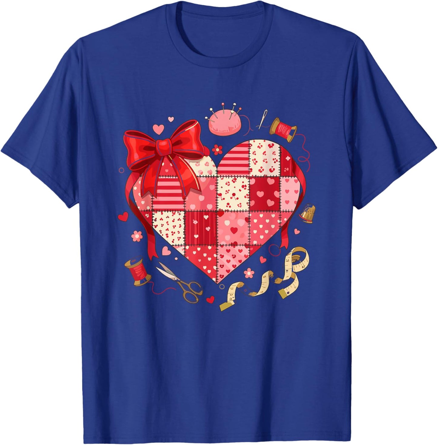 Patchwork Heart Quilting Vintage Country Charm T-Shirt - T-Shirt | Royal