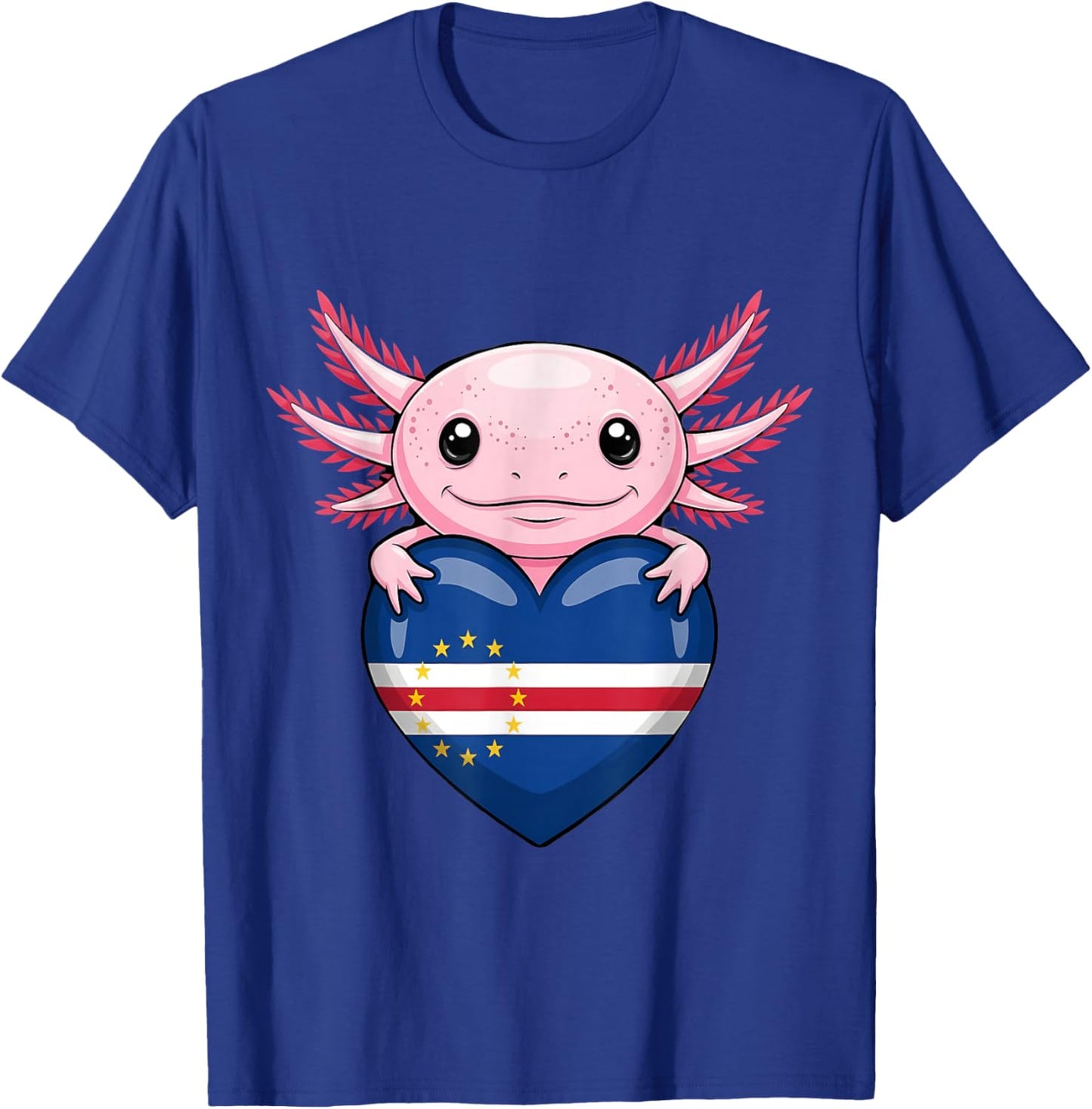Cape Verde Roots Axolotl Cabo Verde Cape Verdean Flag T-Shirt - T-Shirt | Royal