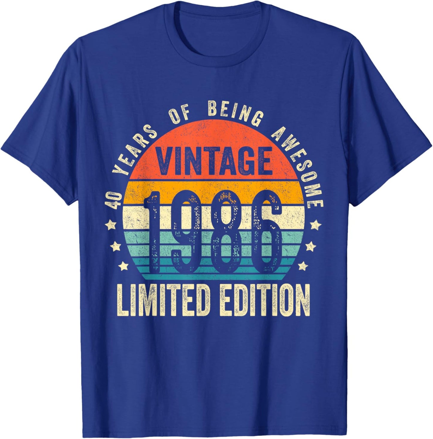 Vintage 1986 40th Birthday Gift Men Women 40 Years Old T-Shirt - T-Shirt | Royal