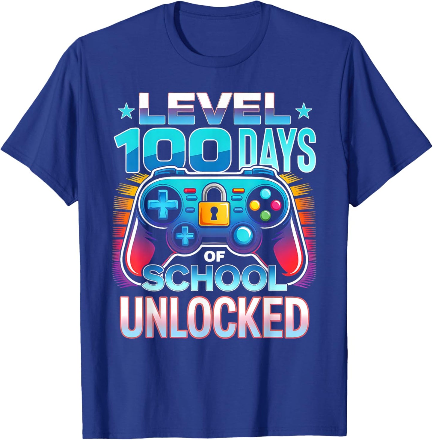 Level 100 Days of School Unlocked 100th Day of School Boys T-Shirt - T-Shirt | Royal