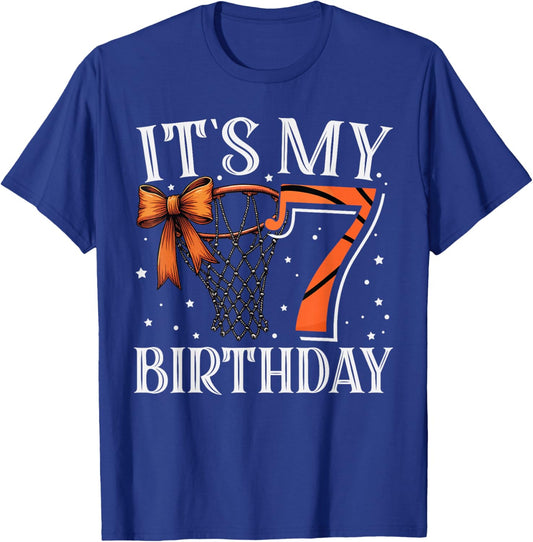 It's My 7 Birthday Seven Basketball Girl Bday Party Daughter T-Shirt - T-Shirt | Royal