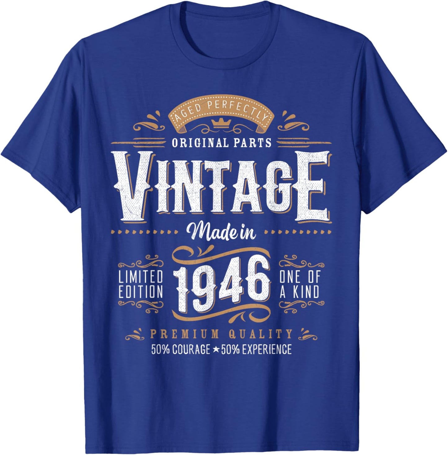 Vintage 1946 Label 80th Birthday Gift Men Women 80 Year Old T-Shirt - T-Shirt | Royal