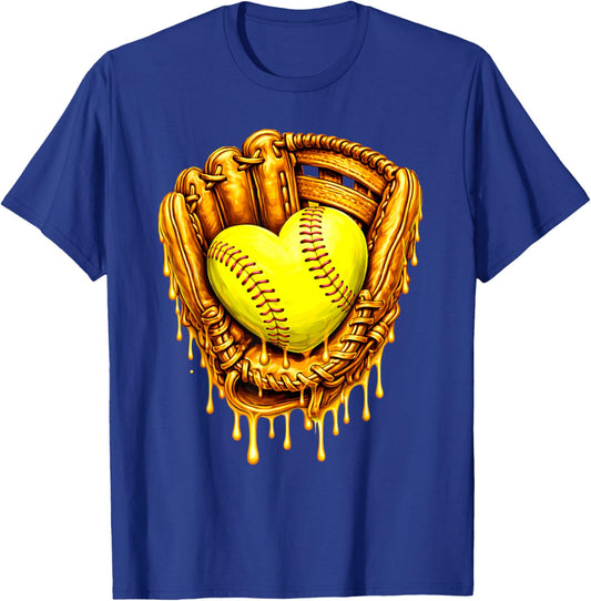 Cute Softball Heart Happy Valentines Boys Women Men Kids T-Shirt - T-Shirt | Royal