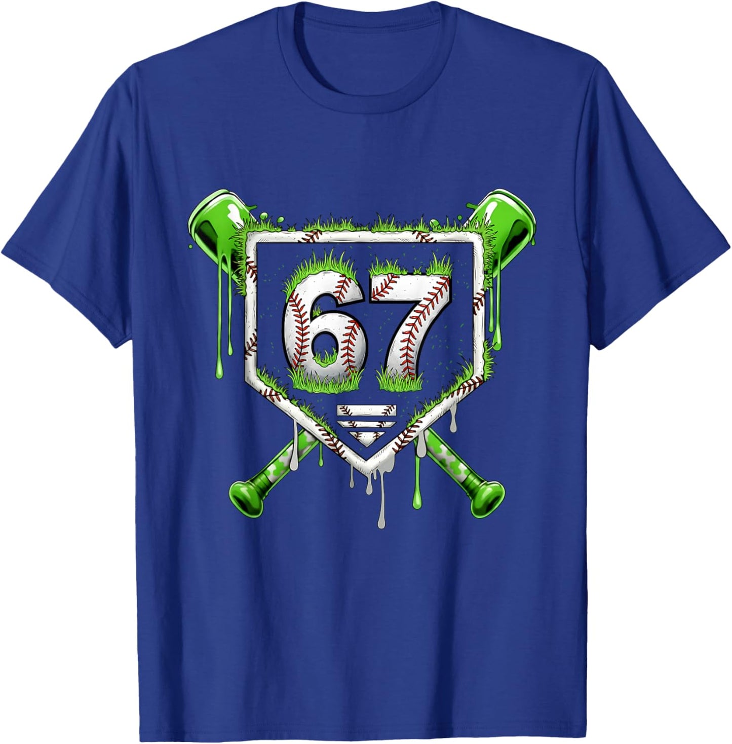Baseball Ice Cream Drip Number 67 Player 67th Birthday Kids T-Shirt - T-Shirt | Royal