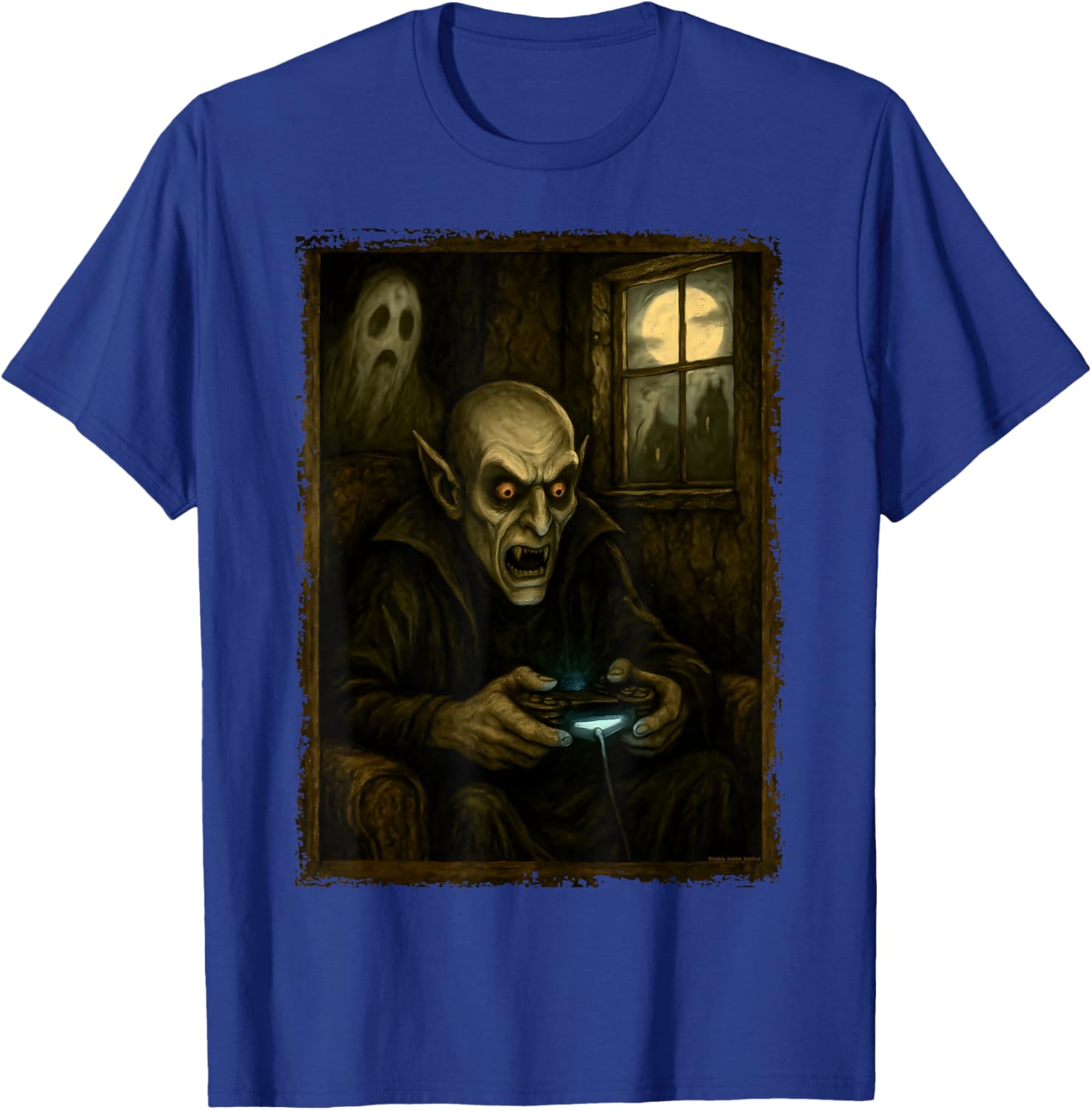 Scary Gaming Monster Style Halloween Gamer T-Shirt - T-Shirt | Royal