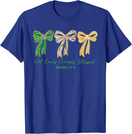 Coquette Bow St.Patrick's Day Not Lucky Simply Blessed Irish T-Shirt - T-Shirt | Royal