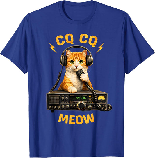 Funny Cat Ham Radio Operator T-Shirt - T-Shirt | Royal