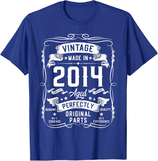 Vintage 2014 12yr 12th Birthday Gifts Boys Girls 12 Year Old T-Shirt - T-Shirt | Royal