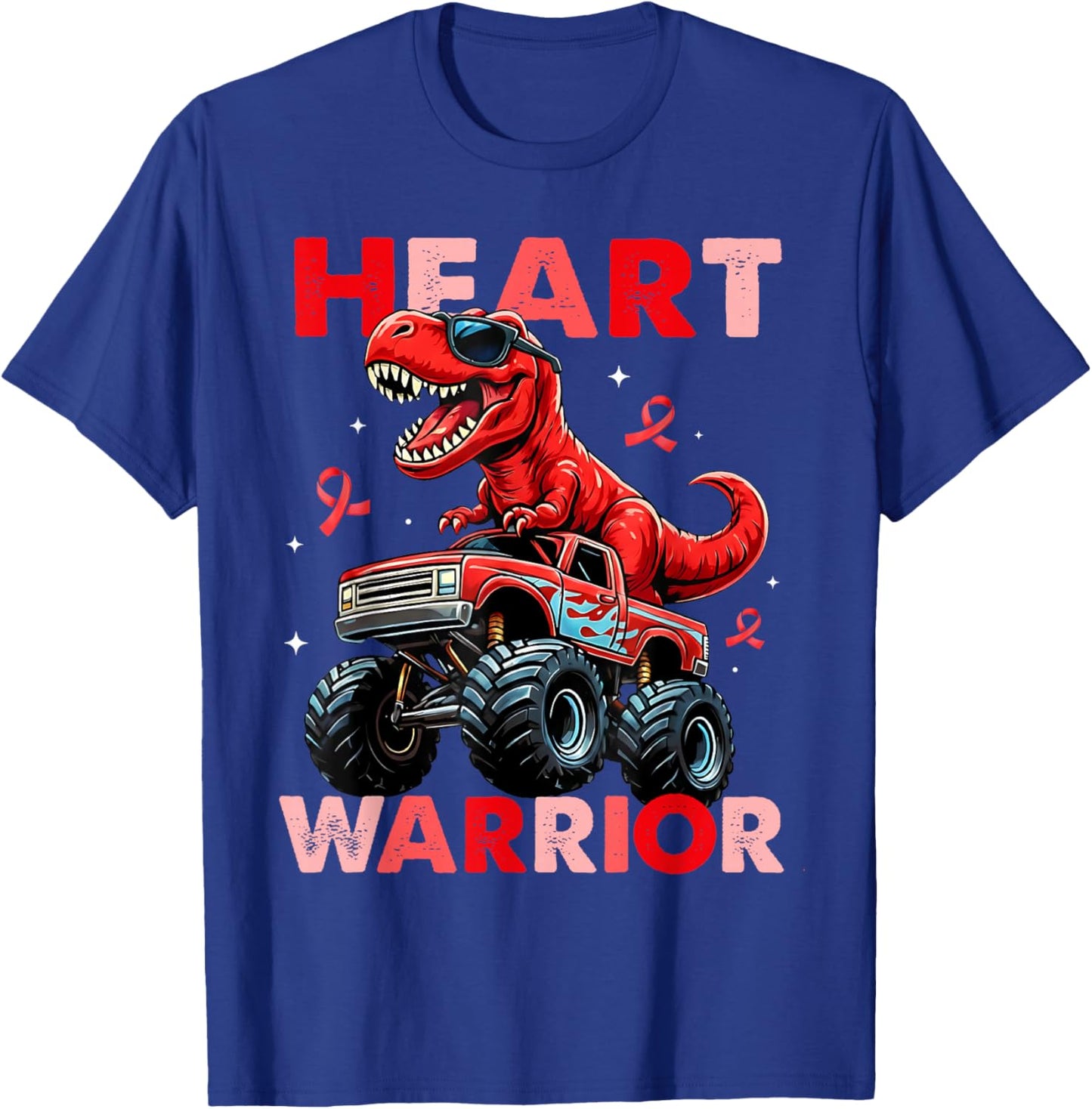 Dino Trex Boys Toddler Heart Warrior Heart Disease Awareness T-Shirt - T-Shirt | Royal