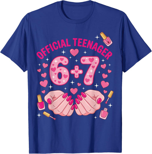 6+7 Year Old Girls Teenager Nails 13th Birthday Meme 67 T-Shirt - T-Shirt | Royal
