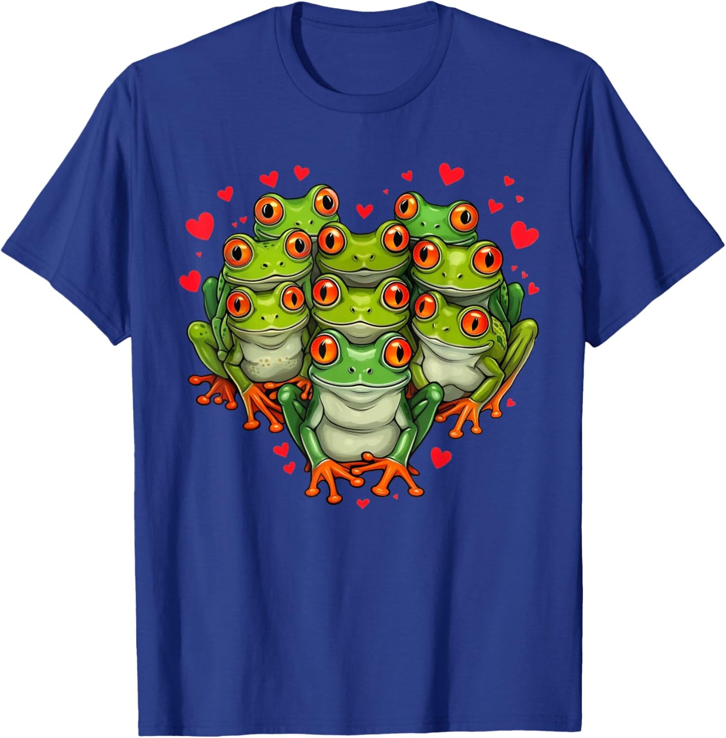 Adorable Frog Valentine Heart Formation Funny Toad Graphic T-Shirt - T-Shirt | Royal