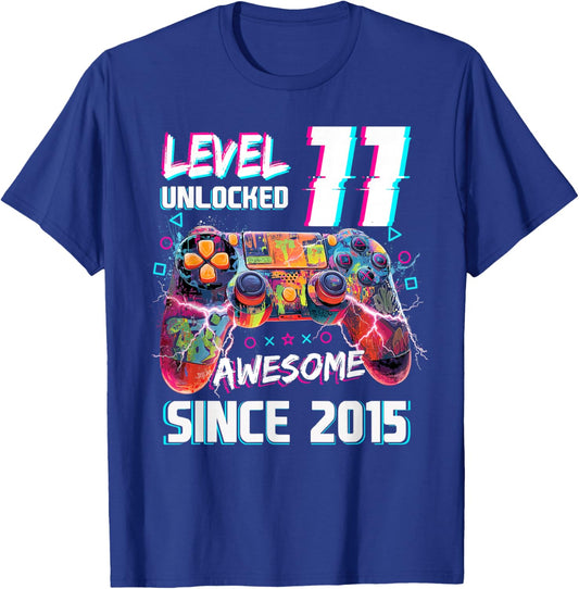 Level 11 Unlocked Video Gamer 11th Birthday Video Gamer Boys T-Shirt - T-Shirt | Royal
