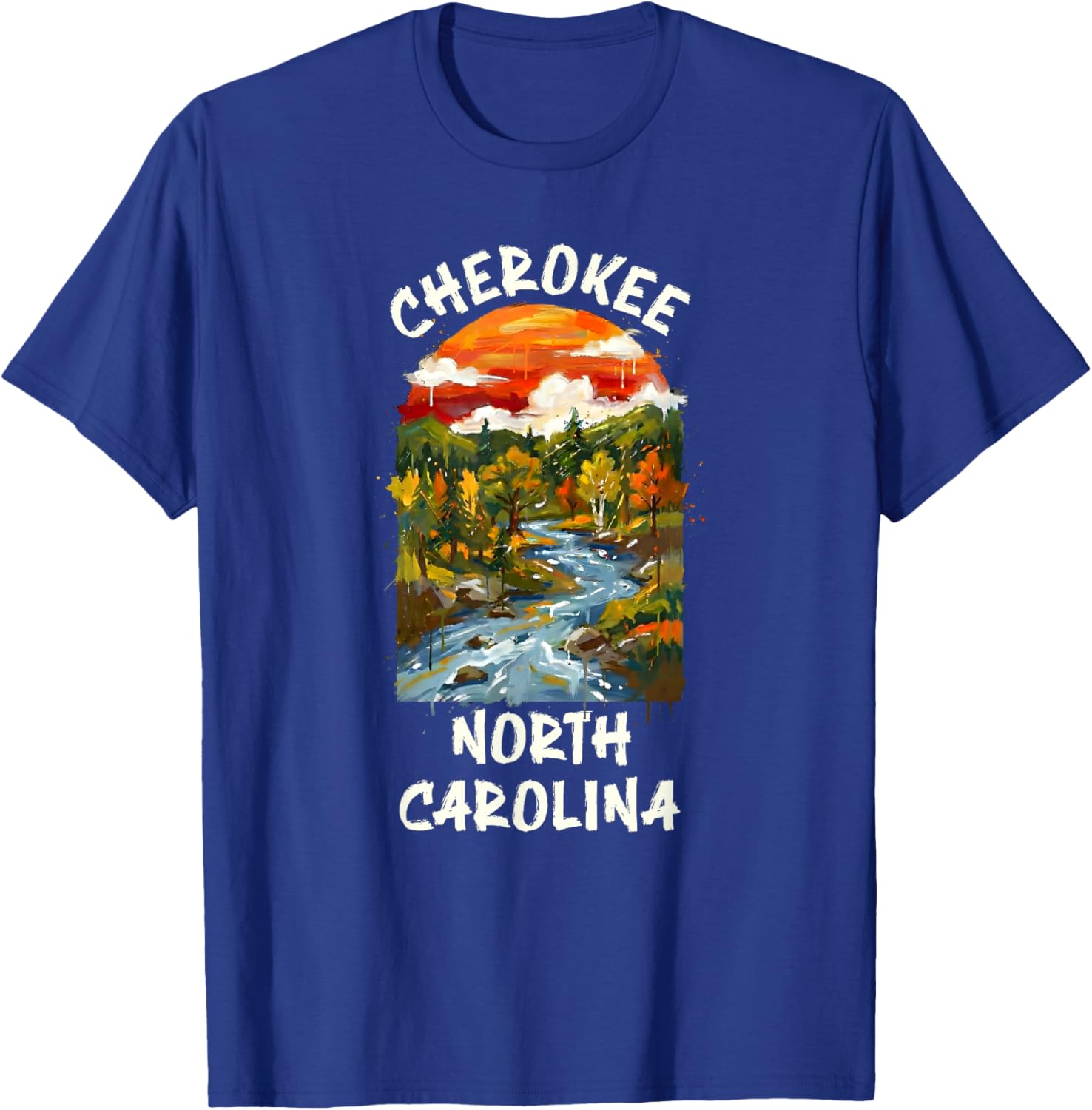 Cherokee North Carolina Mountains Vacation Road Trip T-Shirt - T-Shirt | Royal