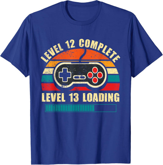 12th Anniversary Level 12 Complete Vintage Gaming Couple T-Shirt - T-Shirt | Royal