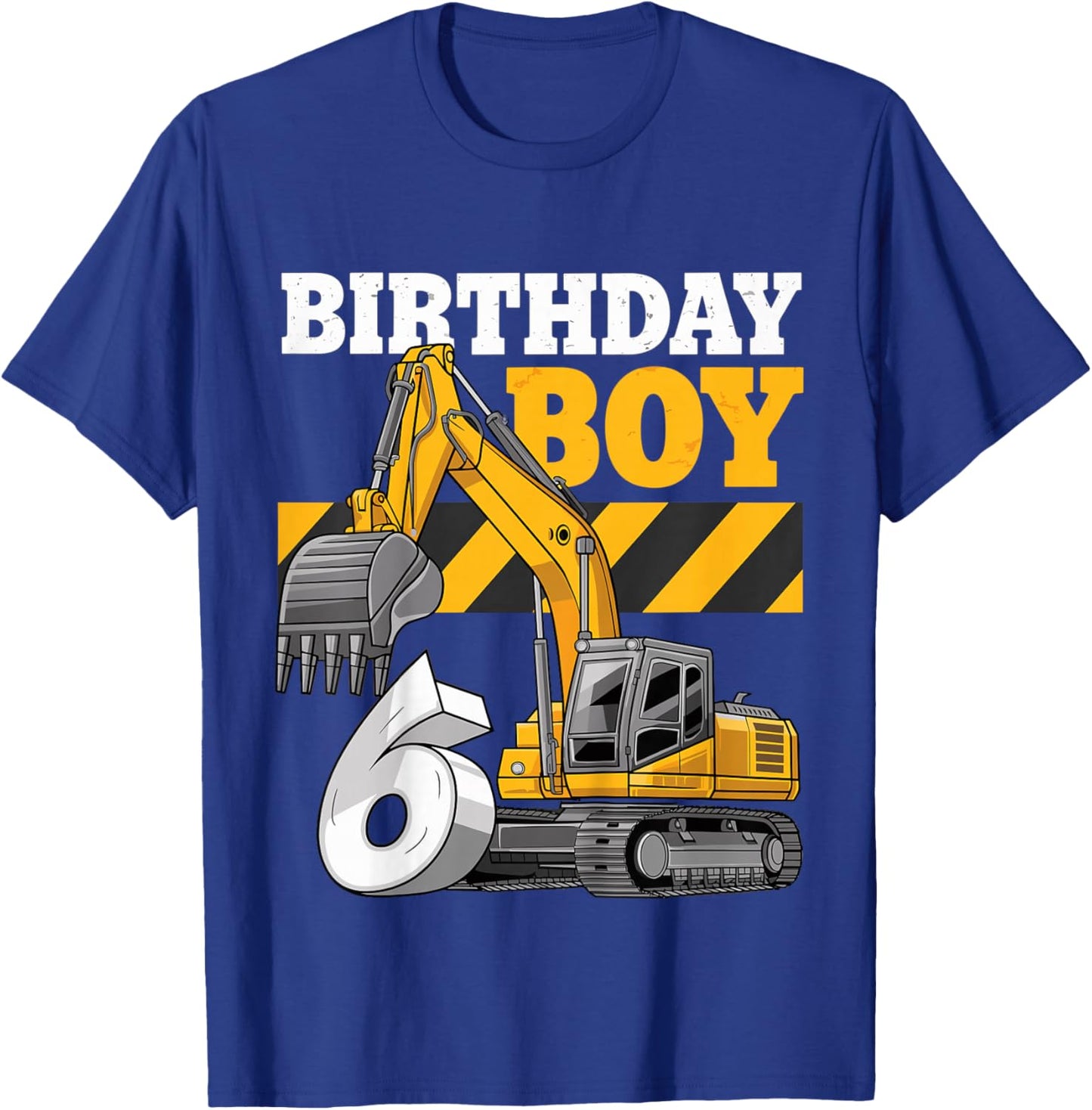 Kids 6 Year Construction Excavator 6nd Birthday Boy T-Shirt - T-Shirt | Royal