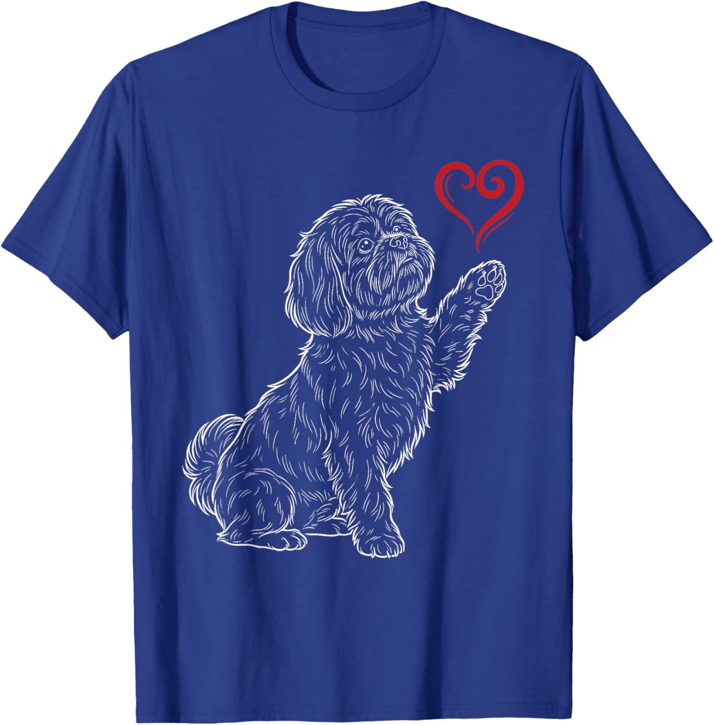 Shih Tzu Lover Dog Art Holding Heart Valentines T-Shirt - T-Shirt | Royal