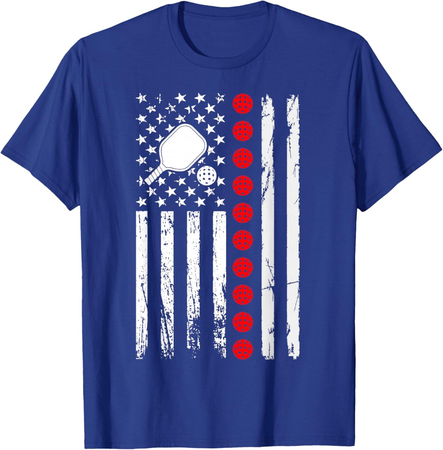 Pickleball American Flag Pickleball Player Paddleball Lover T-Shirt - T-Shirt | Royal