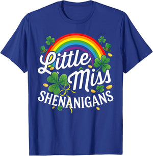Little Miss Shenanigans St Patrick's Day Lucky Irish Girl T-Shirt - T-Shirt | Royal