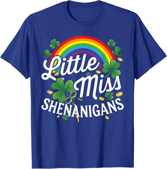 Little Miss Shenanigans St Patrick's Day Lucky Irish Girl T-Shirt - T-Shirt | Royal
