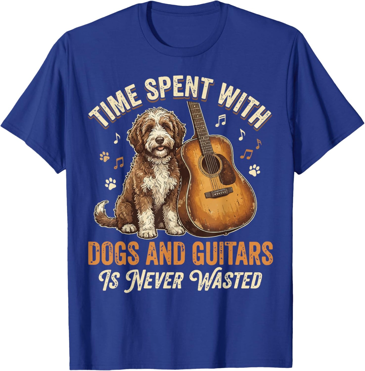 Time Spent with Dogs and Guitars is Never Wasted T-Shirt - T-Shirt | Royal
