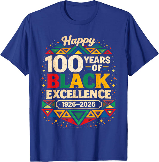 100 Years of Black Excellence Africa Black History Month T-Shirt - T-Shirt | Royal