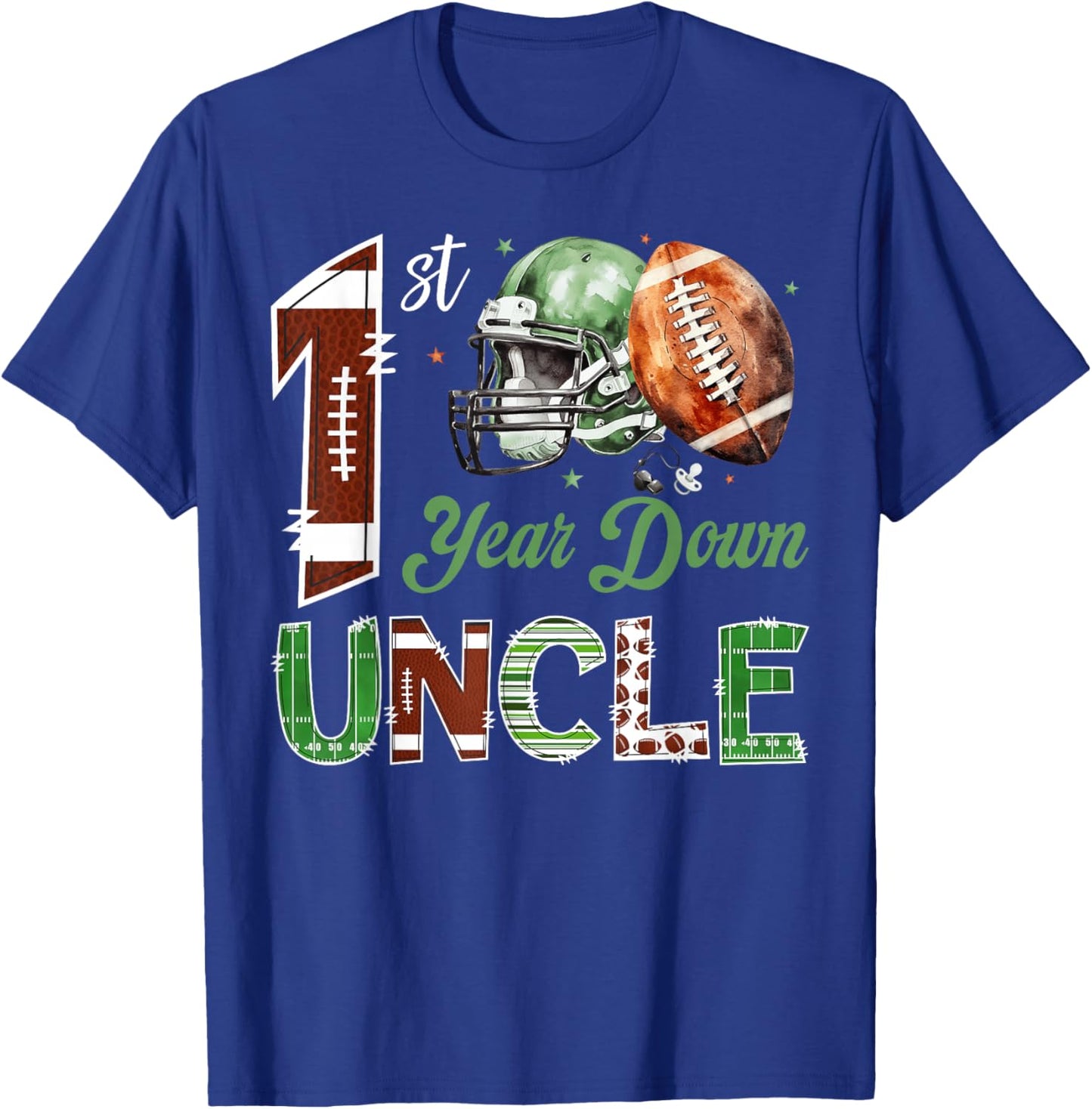 Uncle of The 1 Year Old Football 1st Birthday Boy Party T-Shirt - T-Shirt | Royal