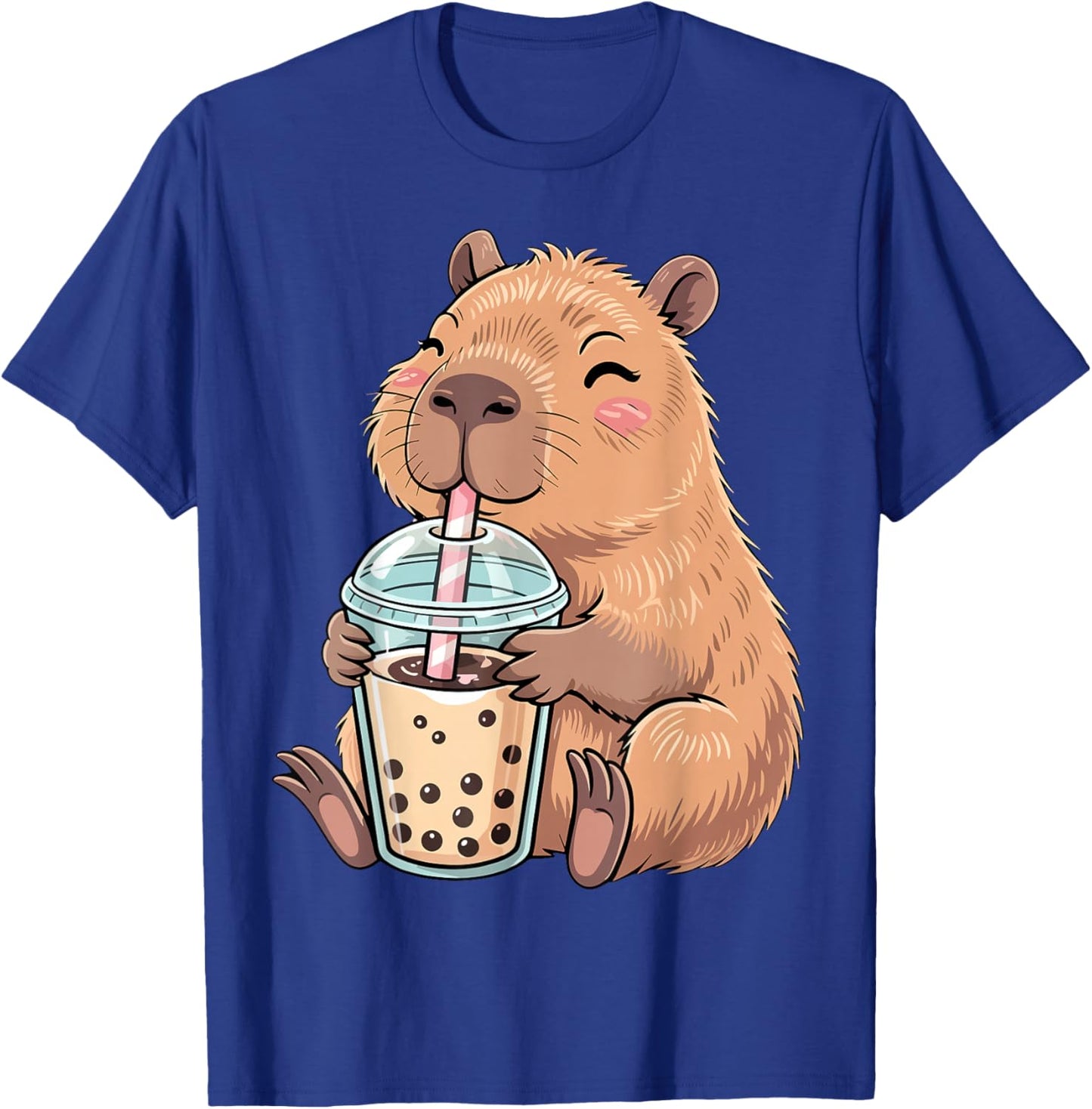 Cute Capybara Kawaii with Boba Bubble Tea T-Shirt - T-Shirt | Royal