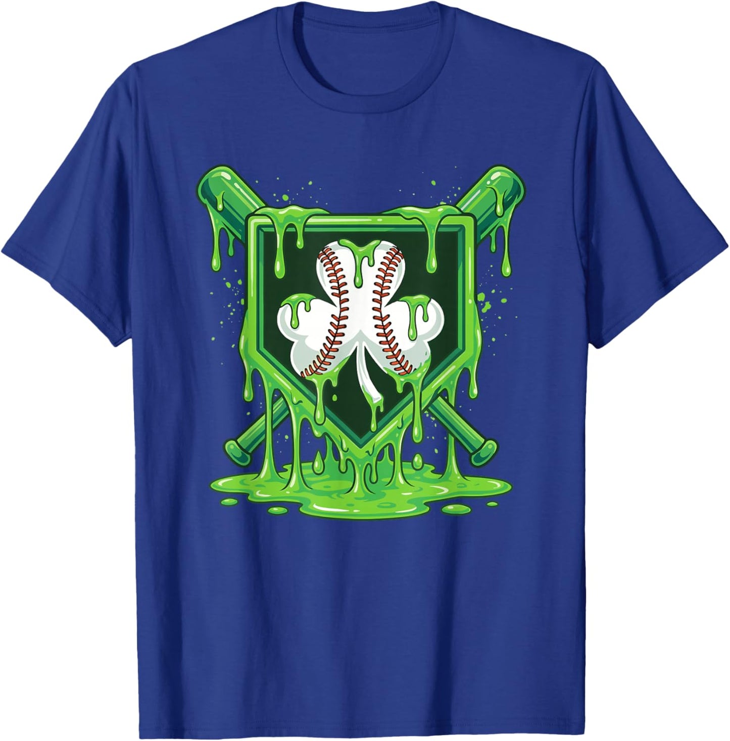 St Patrick Day Baseball Drip Ice Cream Baseball Shamrock Men T-Shirt - T-Shirt | Royal