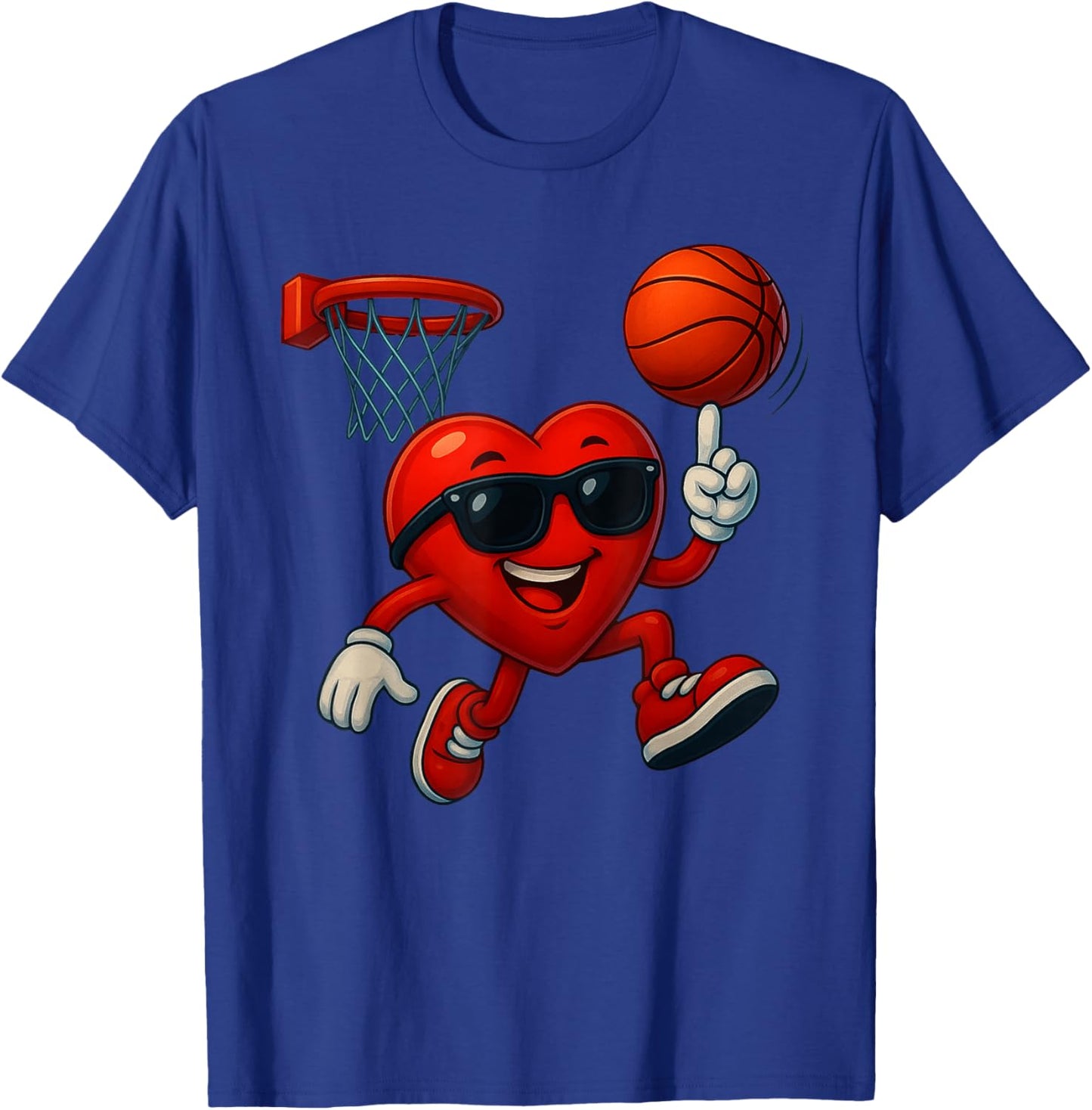 Valentines Day Basketball Funny Red Heart Love Boys Kids T-Shirt - T-Shirt | Royal