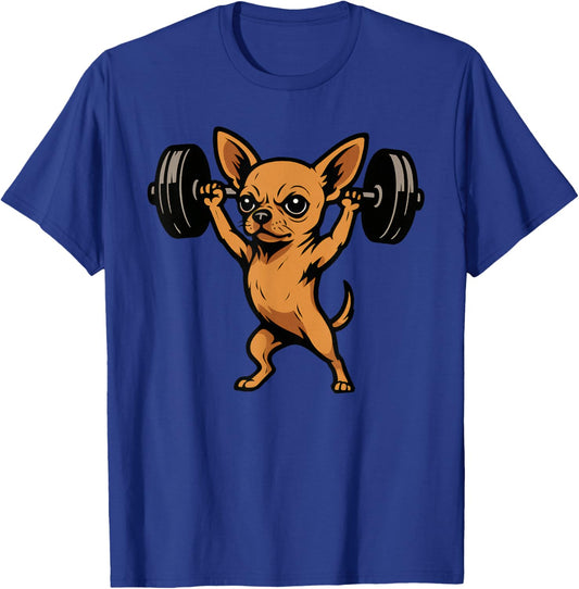 Chihuahua Dog Powerlifting Weightlifting Gym Workout T-Shirt - T-Shirt | Royal