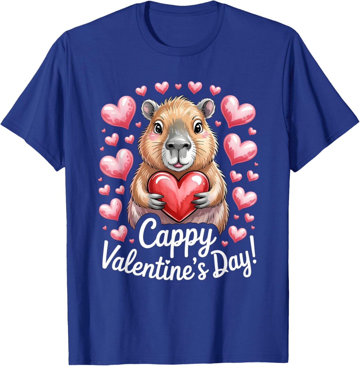 Cappy Valentine’s Day Cute Capybara Heart Design T-Shirt - T-Shirt | Royal