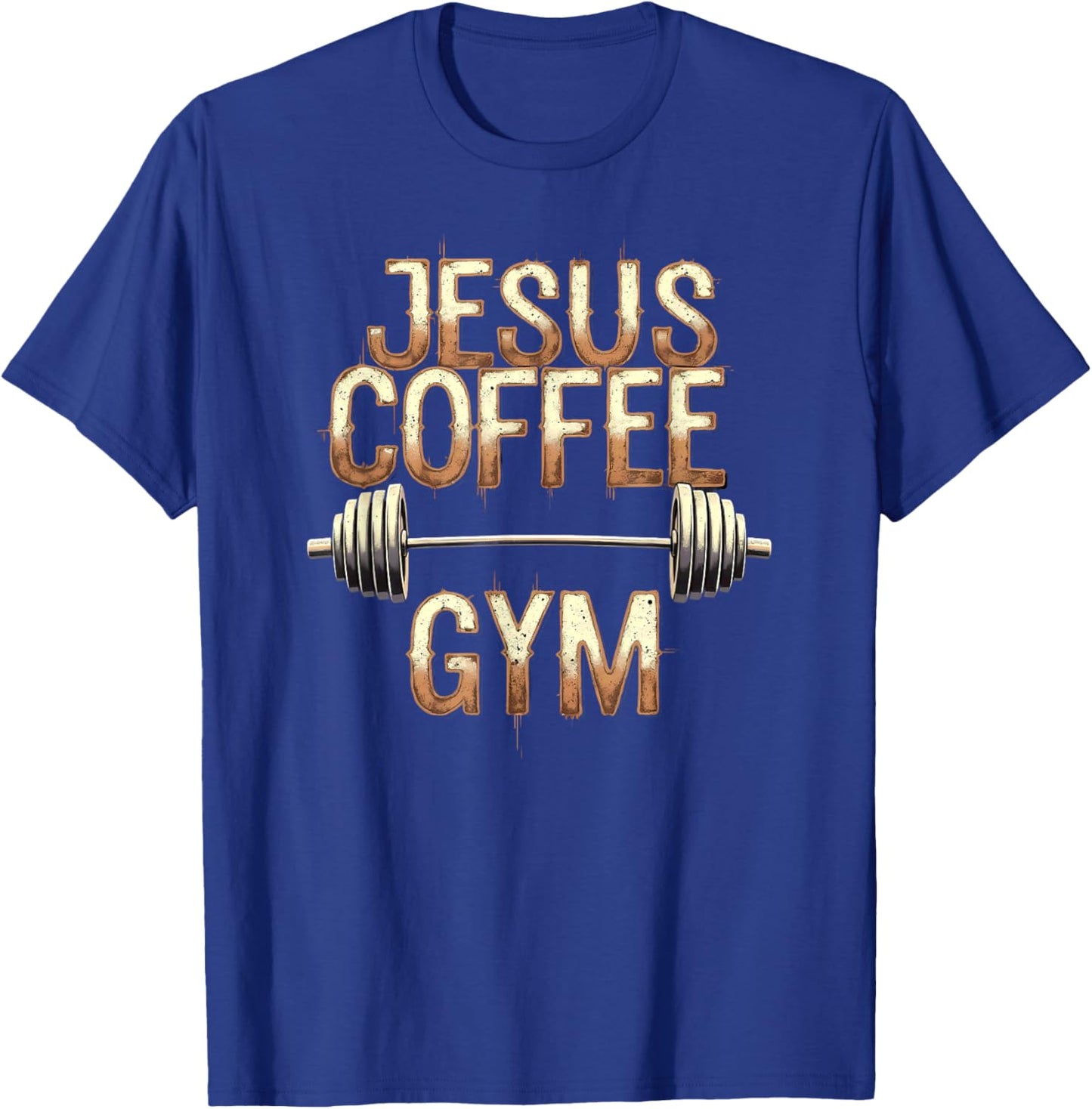 Christian Weightlifting Fitness Jesus Coffee Gym T-Shirt - T-Shirt | Royal