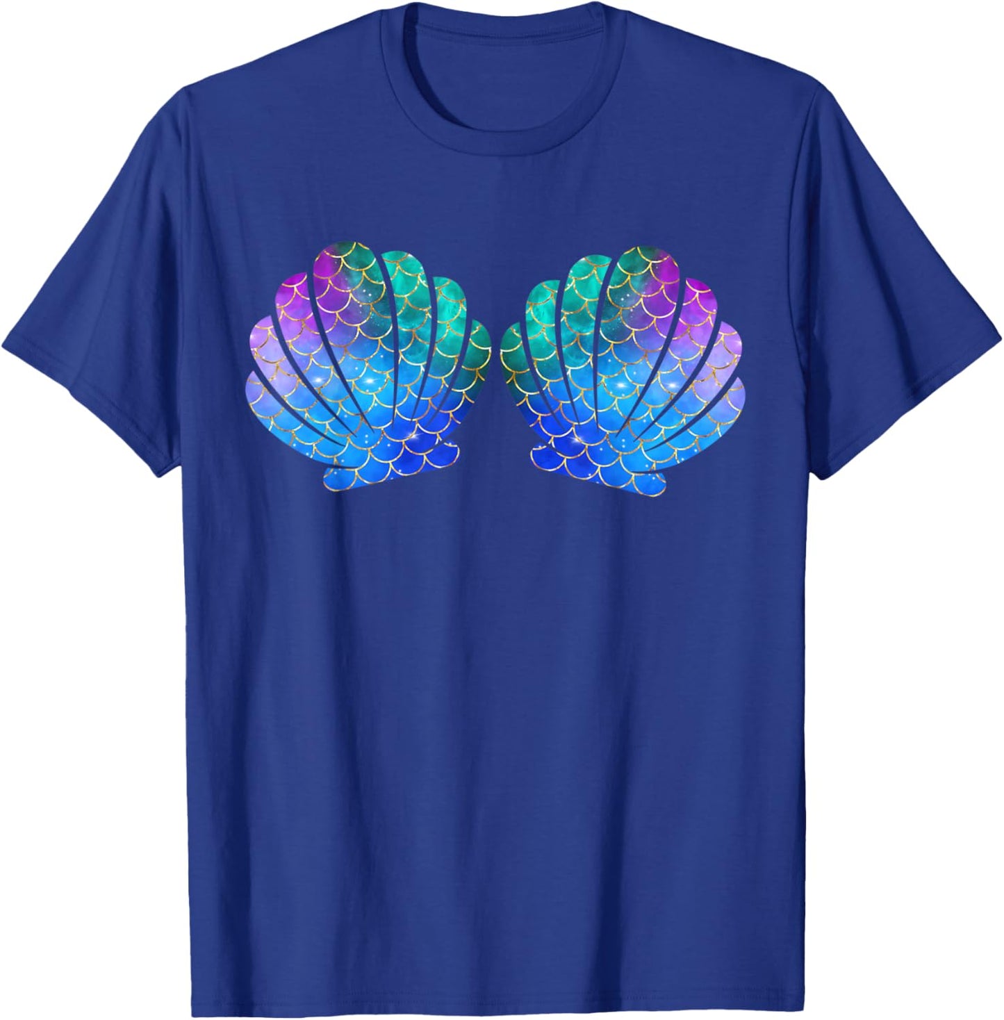 Mermaid Sea Shell Bra Costume Matching Party Graphic Mermaid T-Shirt - T-Shirt | Royal