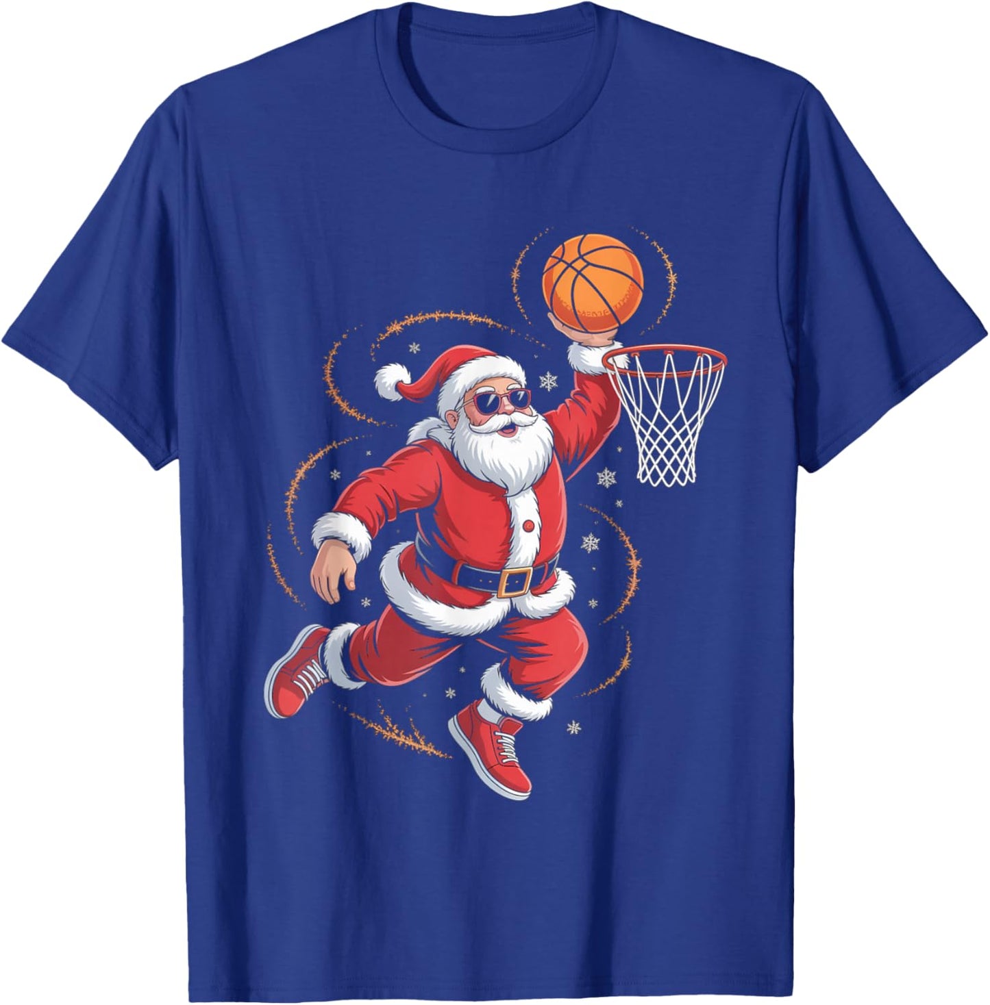 Funny Santa Playing Basketball Christmas Sports Men Boys T-Shirt - T-Shirt | Royal