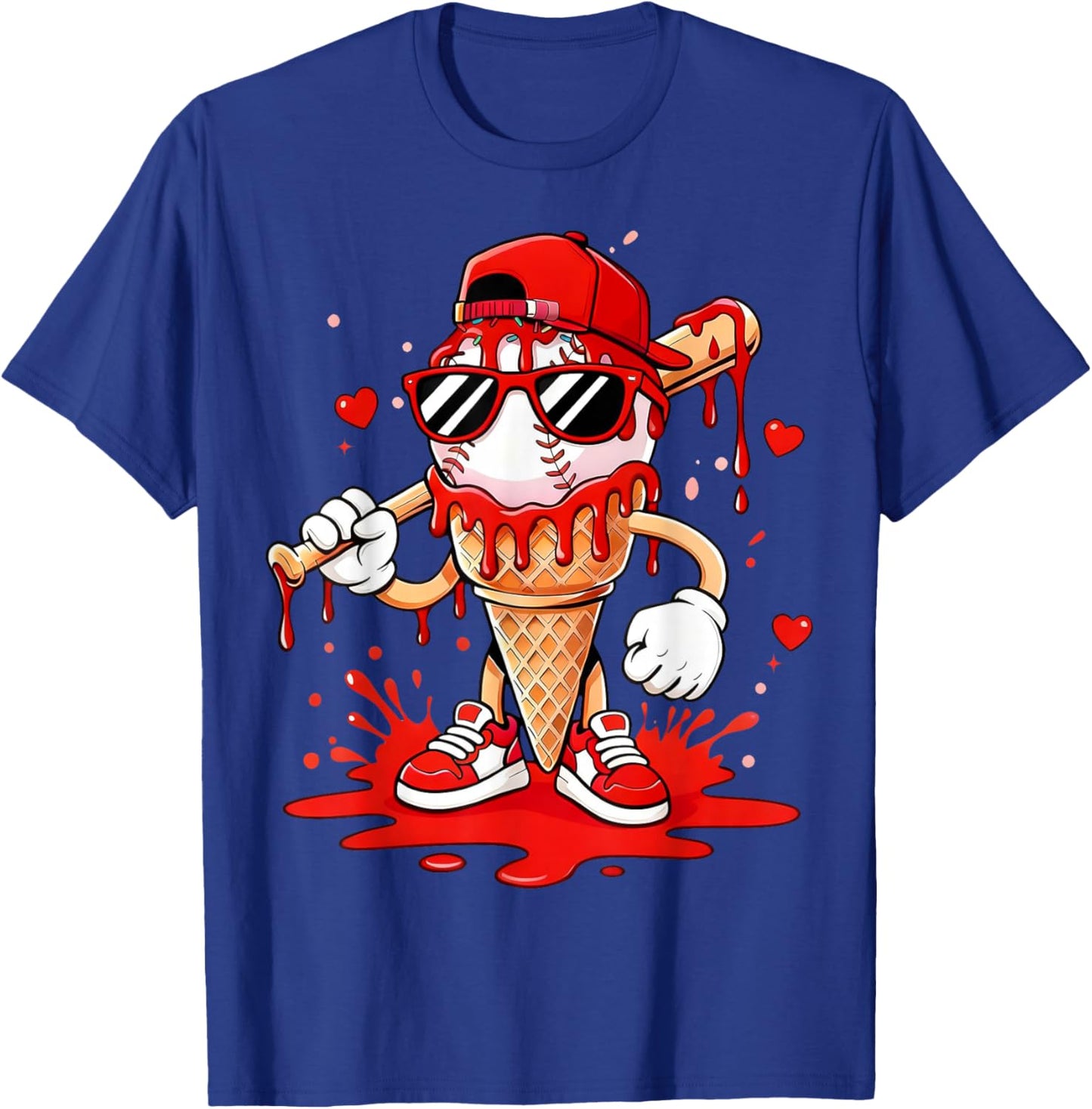 Baseball Drip Ice Cream Apparel Youth Boys Valentines Gifts T-Shirt - T-Shirt | Royal