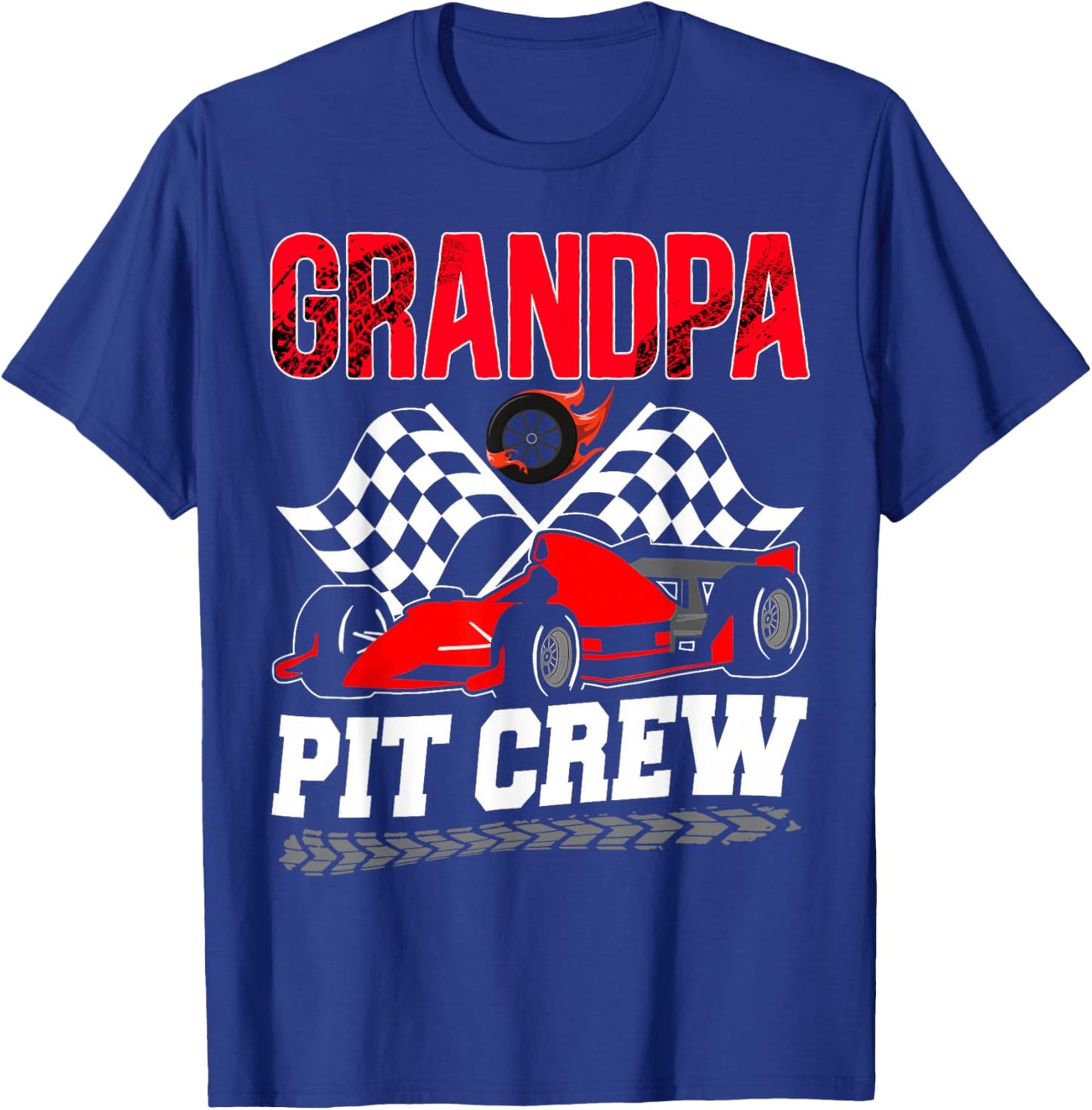 Grandpa Pit Crew Racing Family Race Car Birthday Boy T-Shirt - T-Shirt | Royal