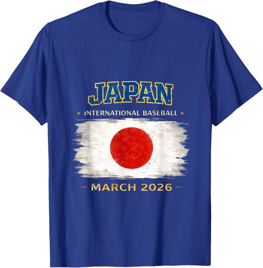 Japan Flag Baseball March 2026 International Design T-Shirt - T-Shirt | Royal
