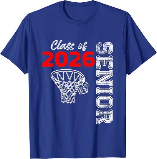Graduate Senior Class of 2026 Basketball Player Graduation T-Shirt - T-Shirt | Royal